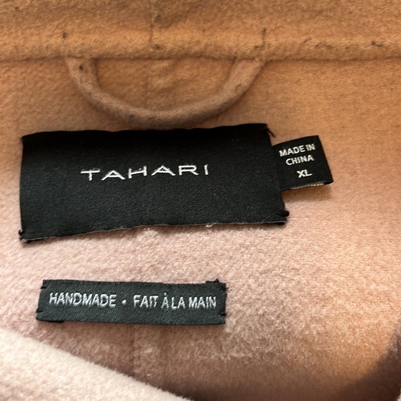 Pink neutral color wool blend tahari jacket crossover with pockets - Picture 2 of 6